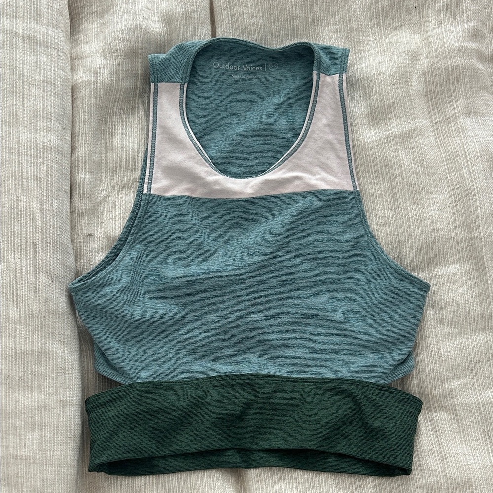Outdoor Voices Women's Two-Tone Sports Bra - blue, green and blush